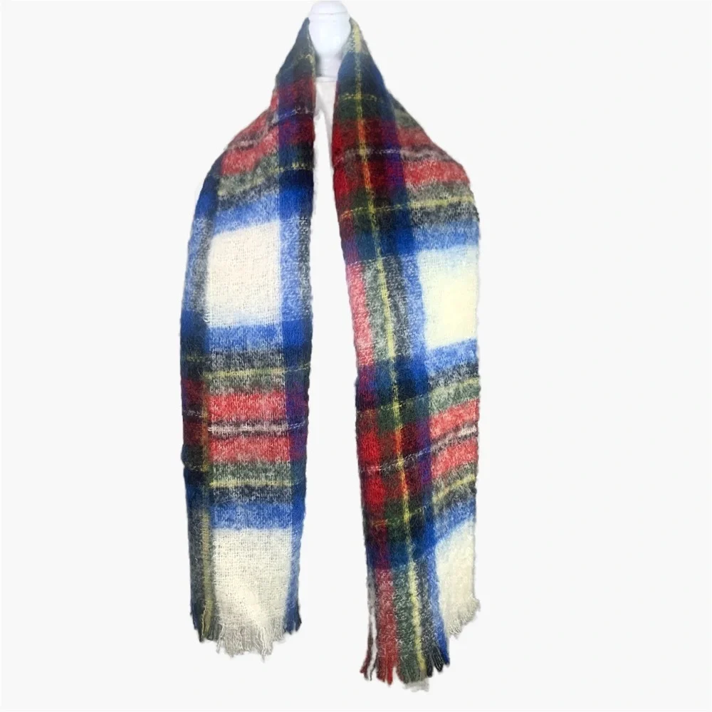 Vintage 70’s Mohair Wool Scarf St. Michael Made In Scotland